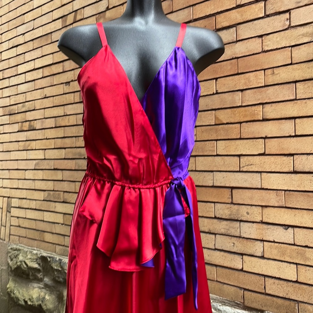 Vintage 90’s Victoria’s Secret red purple faux wrap slip dress Size Small - Picture 5 of 9